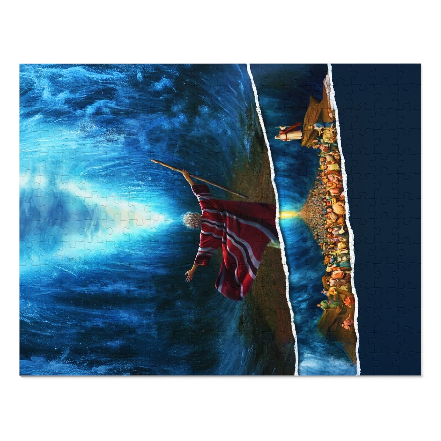 Inspirational Jigsaw Puzzle with Tin - Moses Parts the Red Sea