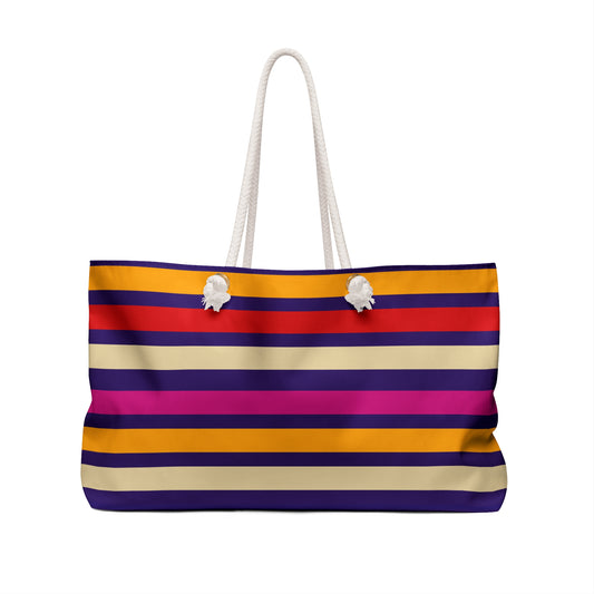 Colorful Striped Weekender Bag - "God is Love" Travel Tote