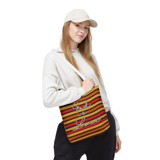 God is Love Vintage Striped Tote Bag - Stylish & Versatile Carryall for Every Occasion