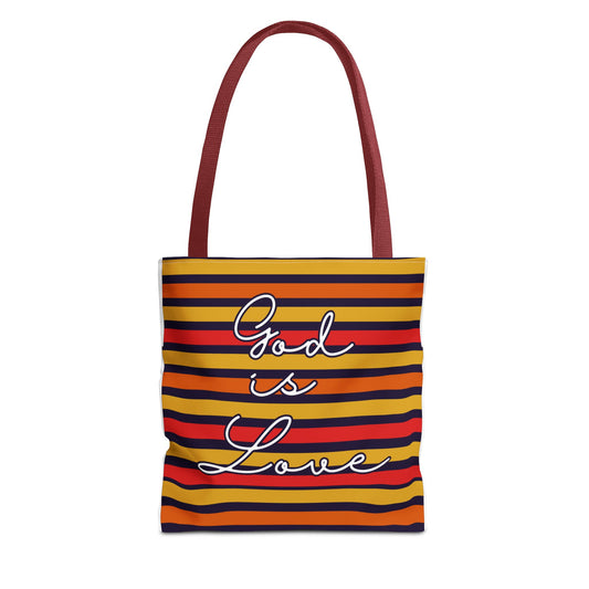 God is Love Vintage Striped Tote Bag - Stylish & Versatile Carryall for Every Occasion