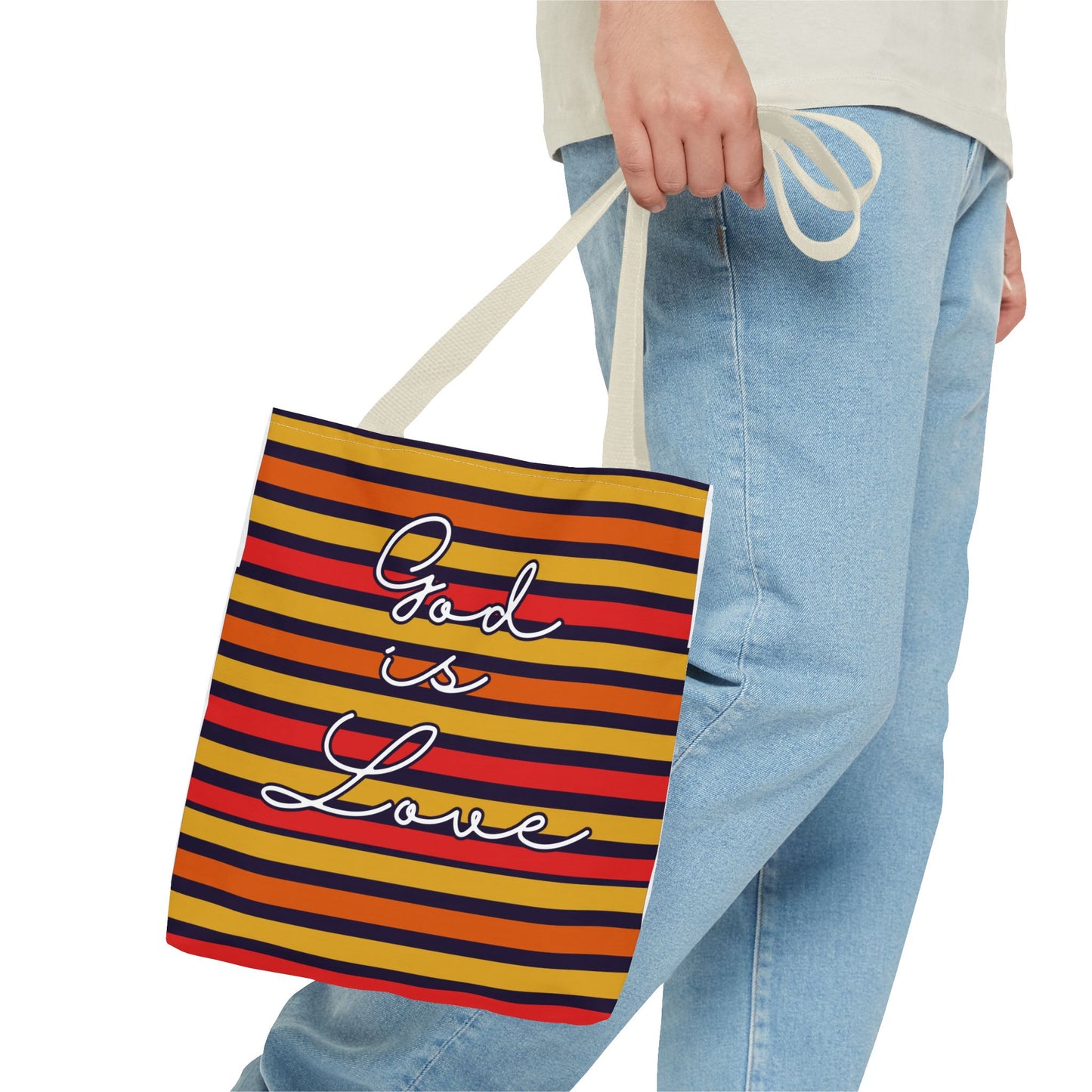 God is Love Vintage Striped Tote Bag - Stylish & Versatile Carryall for Every Occasion