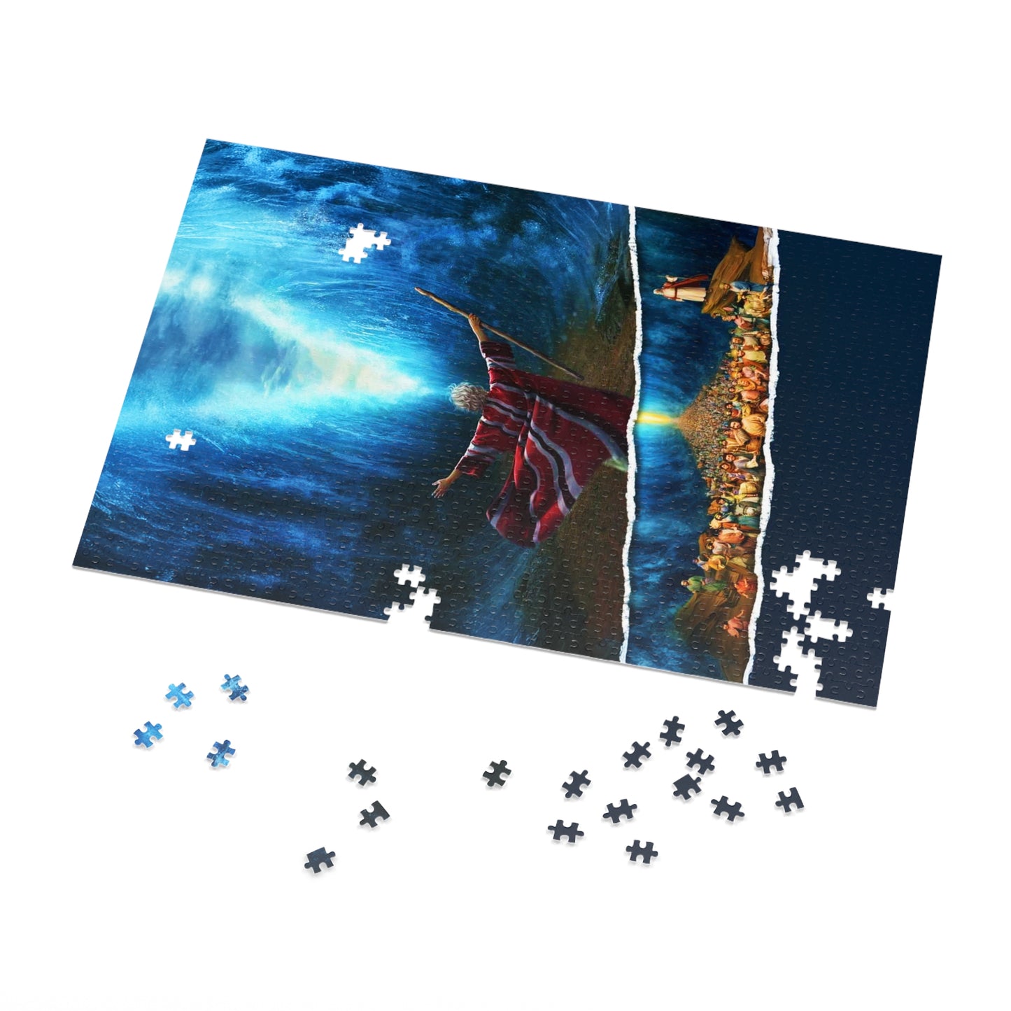 Inspirational Jigsaw Puzzle with Tin - Moses Parts the Red Sea