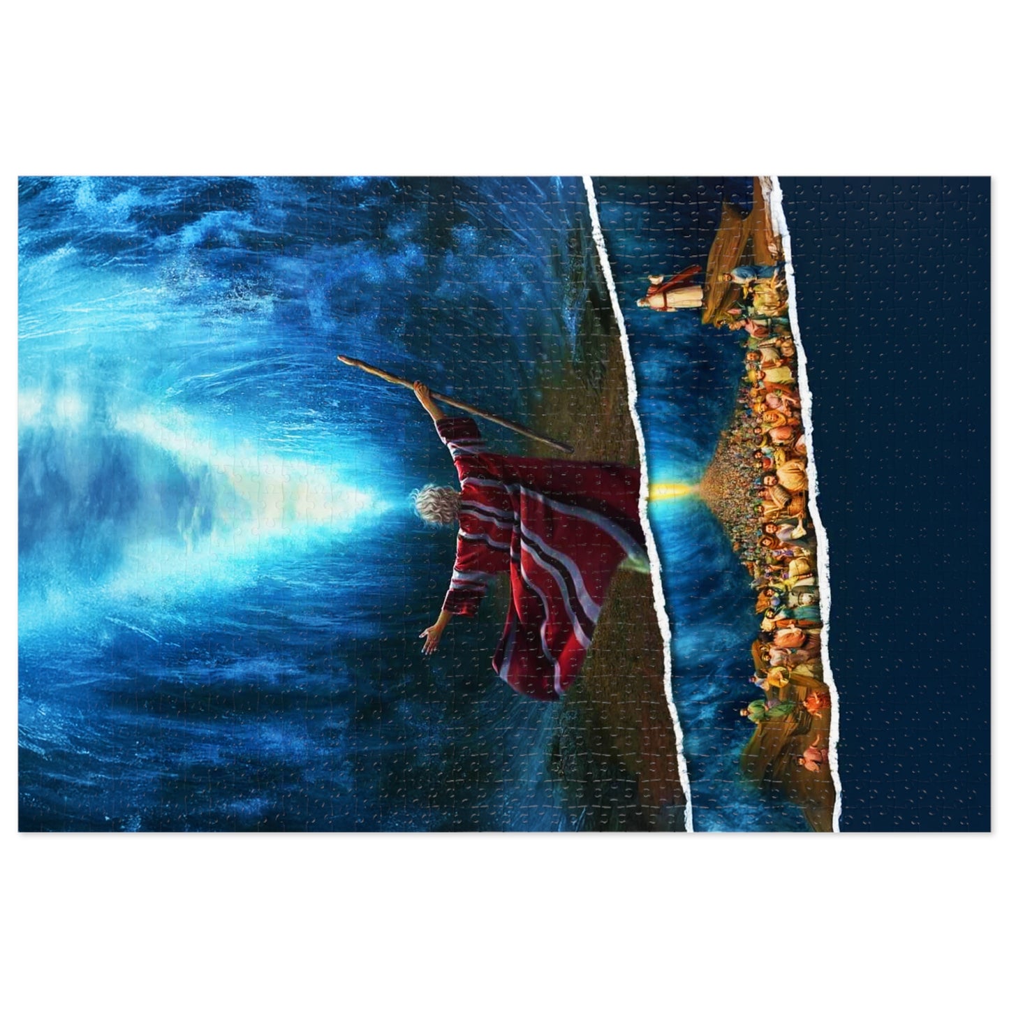 Inspirational Jigsaw Puzzle with Tin - Moses Parts the Red Sea