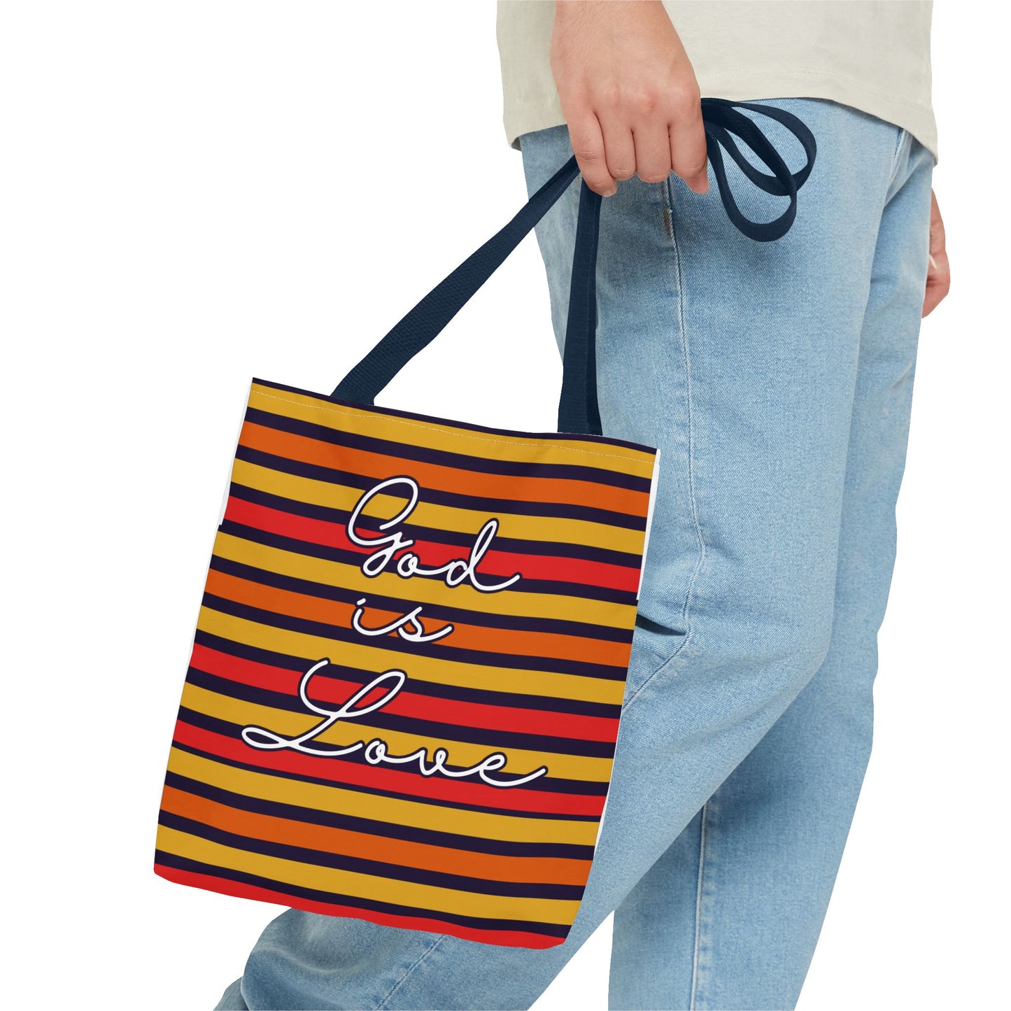 God is Love Vintage Striped Tote Bag - Stylish & Versatile Carryall for Every Occasion