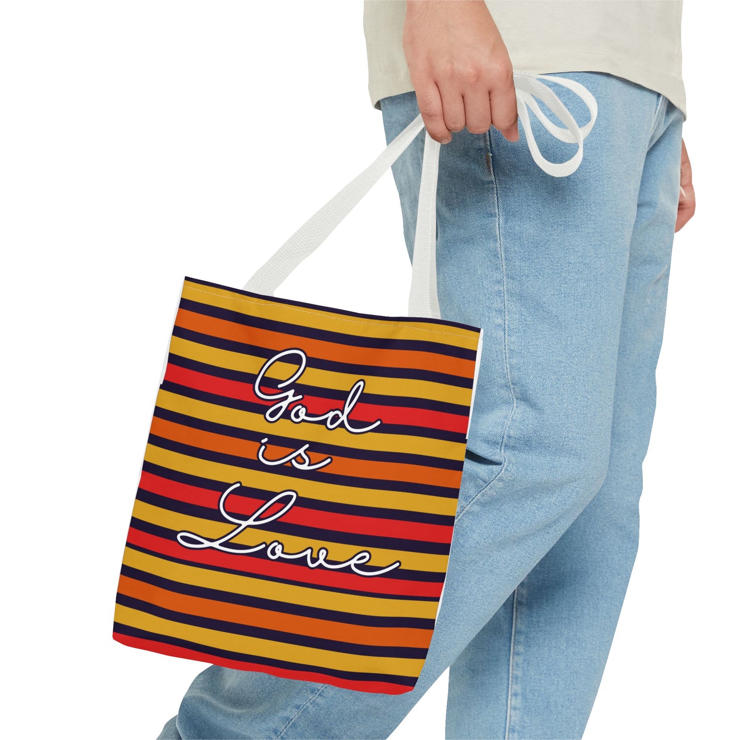 God is Love Vintage Striped Tote Bag - Stylish & Versatile Carryall for Every Occasion