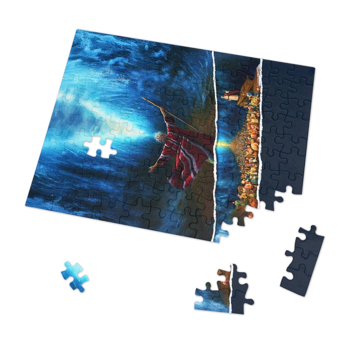 Inspirational Jigsaw Puzzle with Tin - Moses Parts the Red Sea