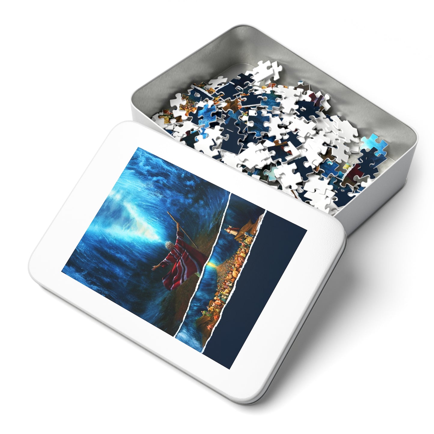 Inspirational Jigsaw Puzzle with Tin - Moses Parts the Red Sea